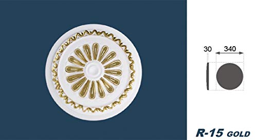 Hexim Stuckrosette R-15 Gold Deckenrosette Ø34cm EPS
