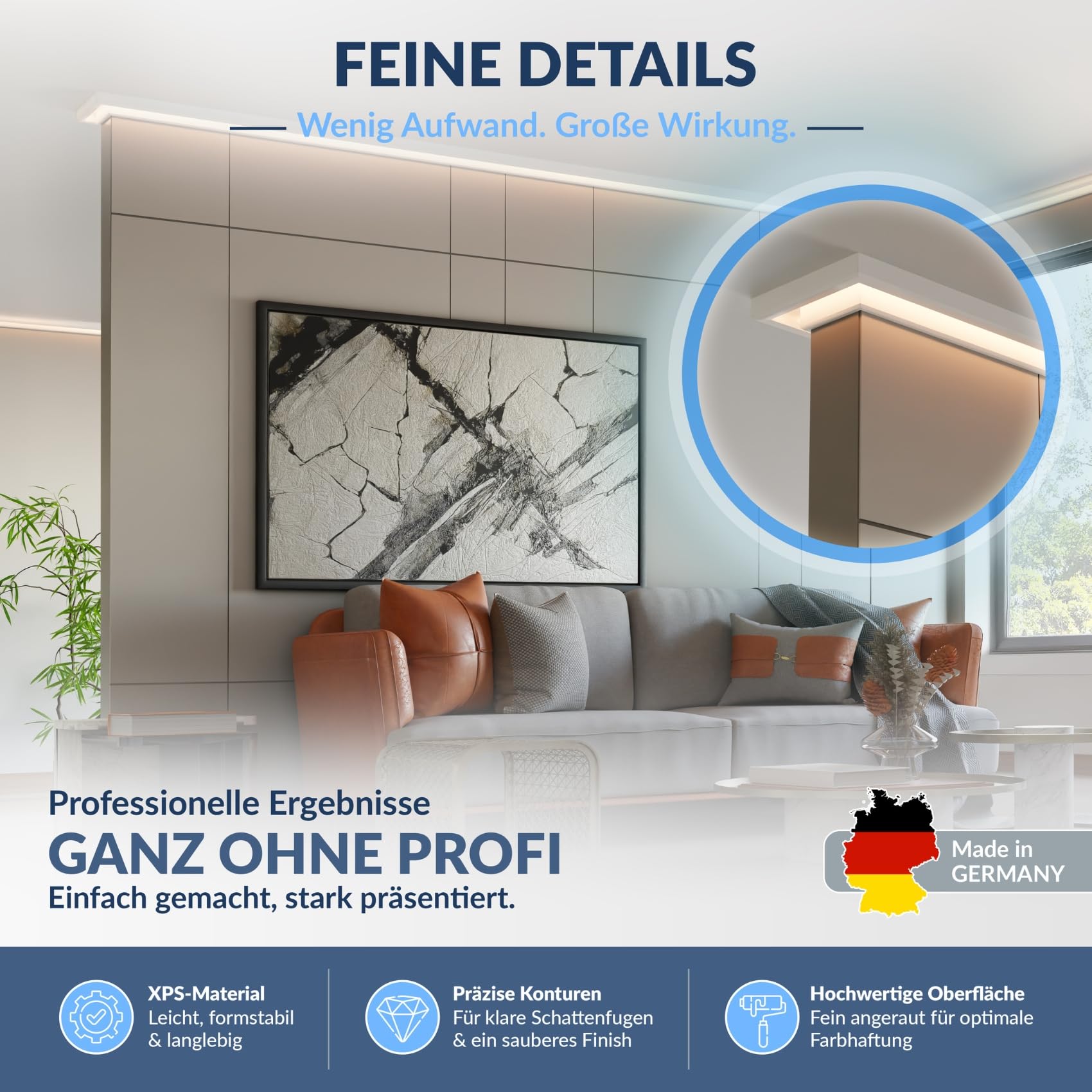 Heximo HLED 10 LED Stuckleiste Weiß 65x75mm 10,2 Meter