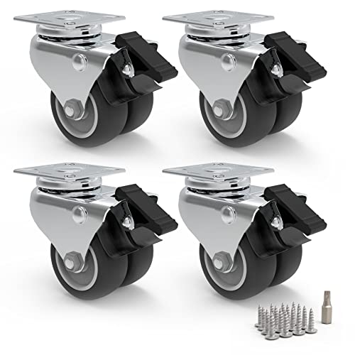 PRIOstahl Möbelrollen 50mm Schwerlastrollen 4er Set mit Bremse
