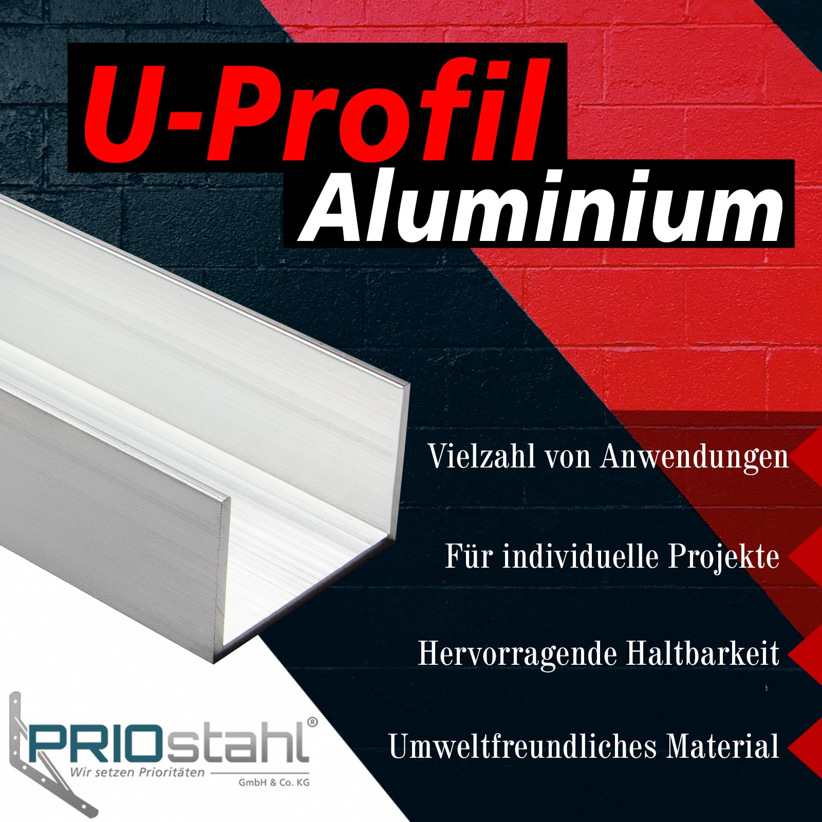 PRIOstahl U-Profil Aluminium 60x40x3mm 2000mm Alu