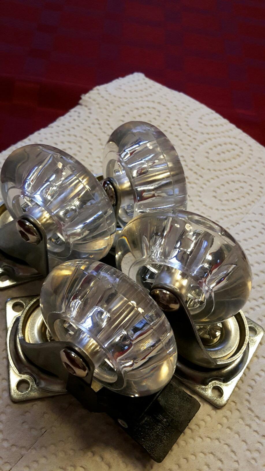 PRIOstahl Transportrollen 50mm Möbelrollen transparent 4er Set Bremse