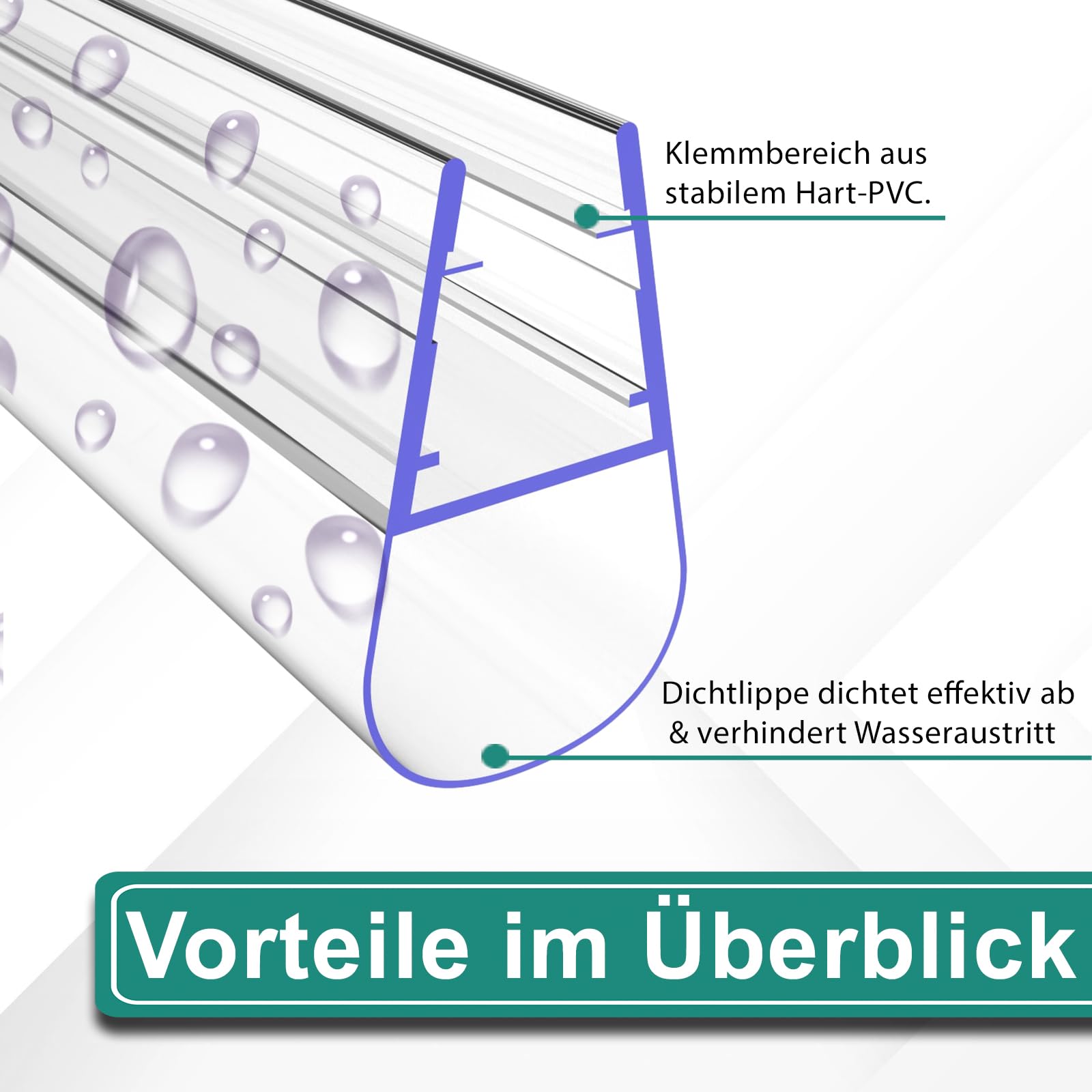 PRIOstahl Duschdichtung 8mm Transparent 2 Meter Variante 8