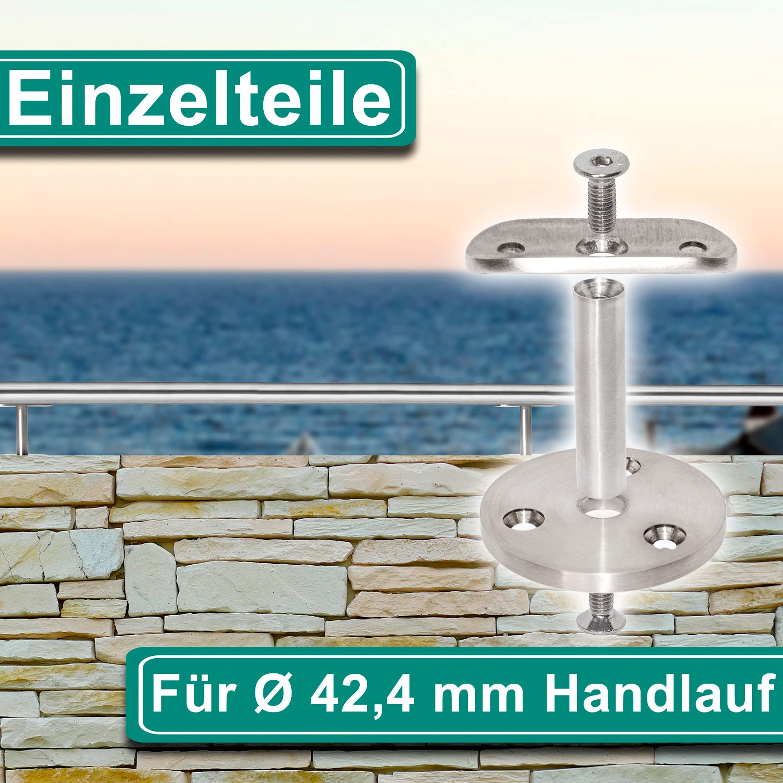 PRIOstahl Geländerbau Handlaufhalter 42,4 mm Edelstahl 1 Stück
