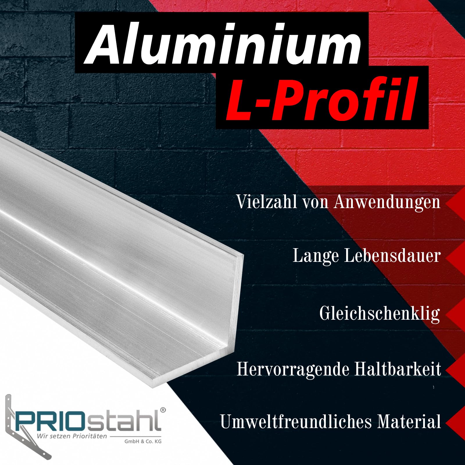PRIOstahl Aluwinkel 50x50x3mm 1000mm L-Profil gleichschenklig