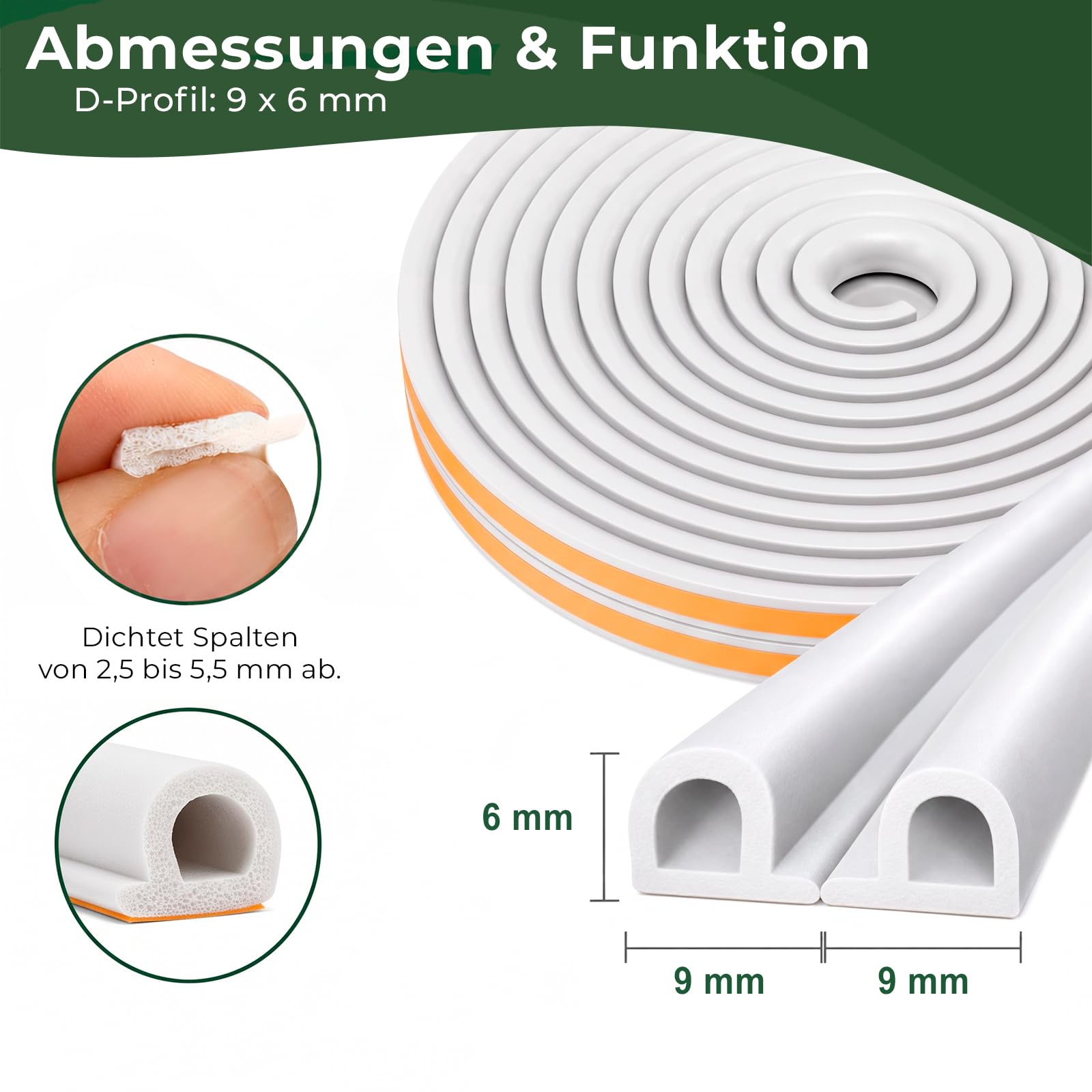 PRIOstahl Fensterdichtung P-Profil Dichtband selbstklebend 50m Weiß