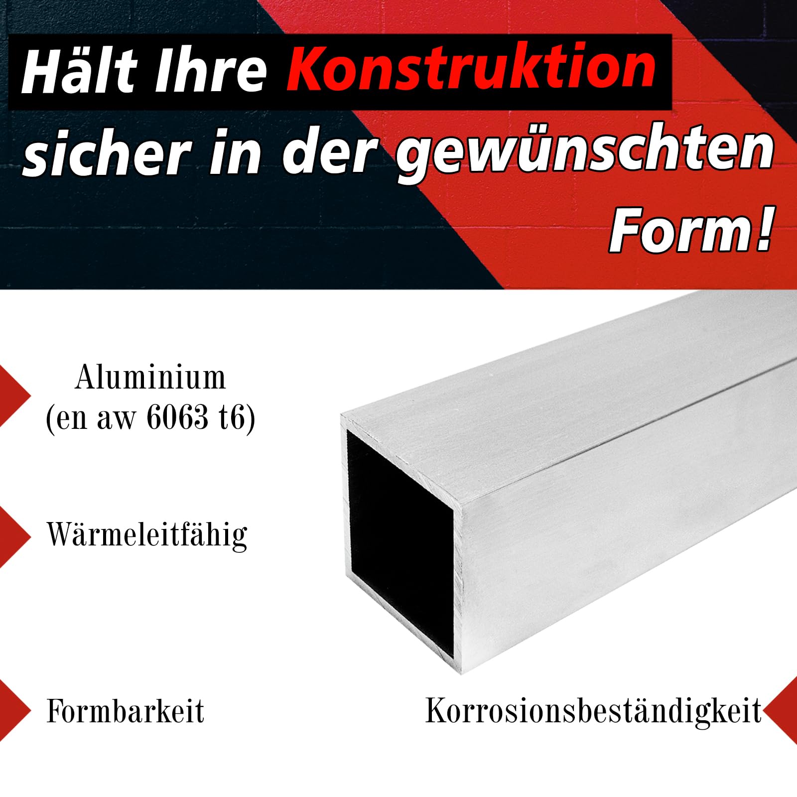 PRIOstahl Vierkantrohr 30x30x2 mm Alu-Rohr 1000 mm EN AW-6063