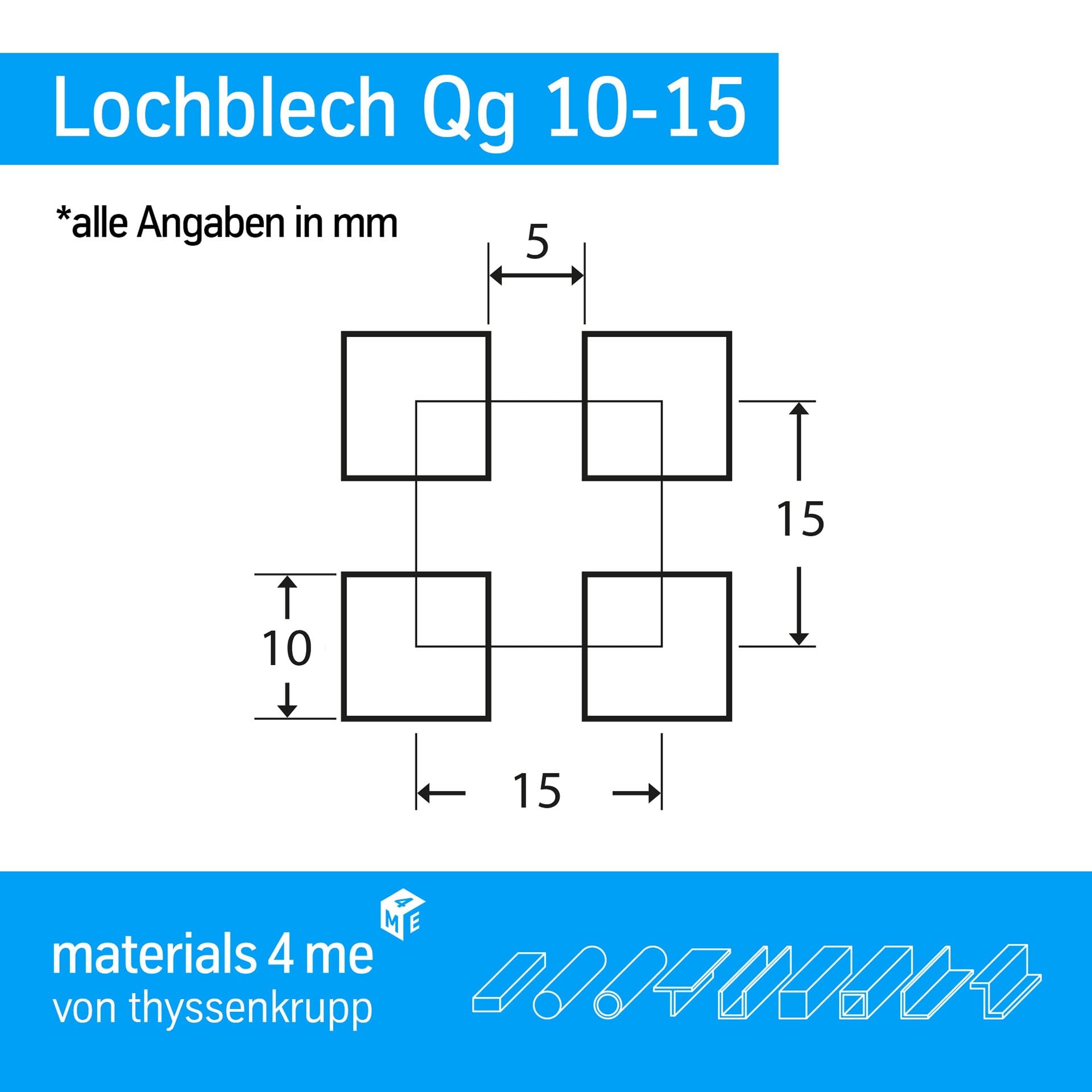 thyssenkrupp Lochblech Alu QG10-15 2mm 1500x500mm