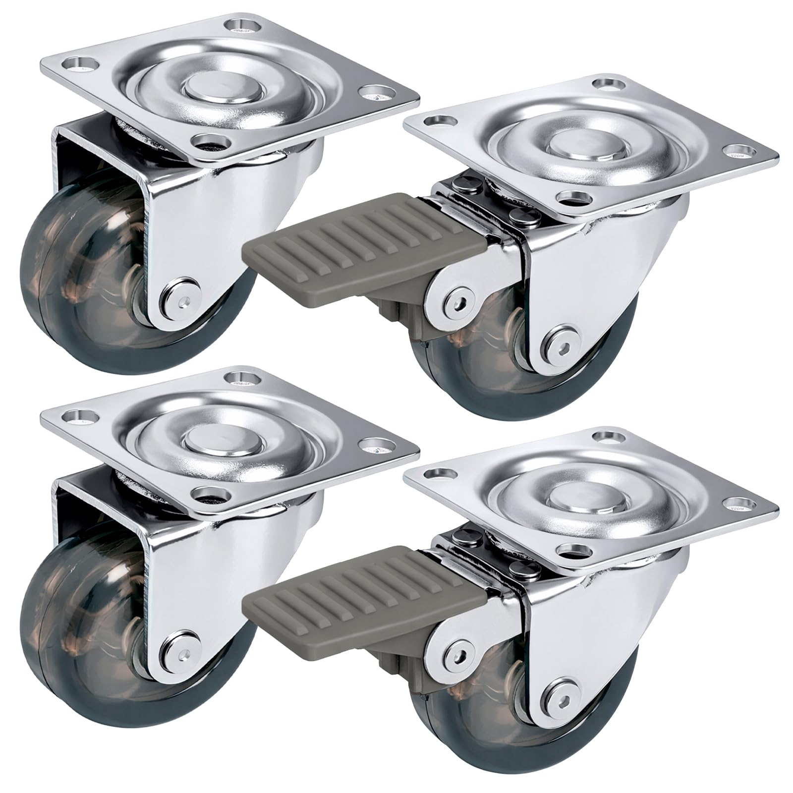 PRIOstahl Transportrollen Transparent 50mm 4er Set Bremse