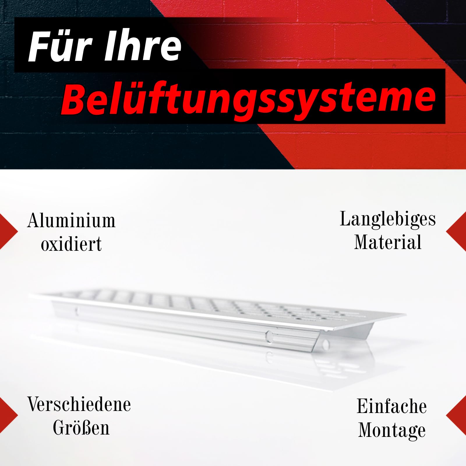 PRIOstahl Lüftungsgitter Alu 60x400mm Edelstahl gebürstet