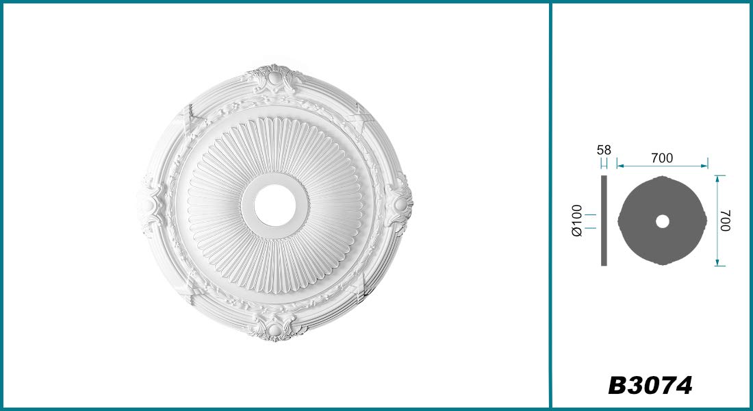 Hexim B3074 Deckenrosette Ø70 cm weiß PU Stuckrosette