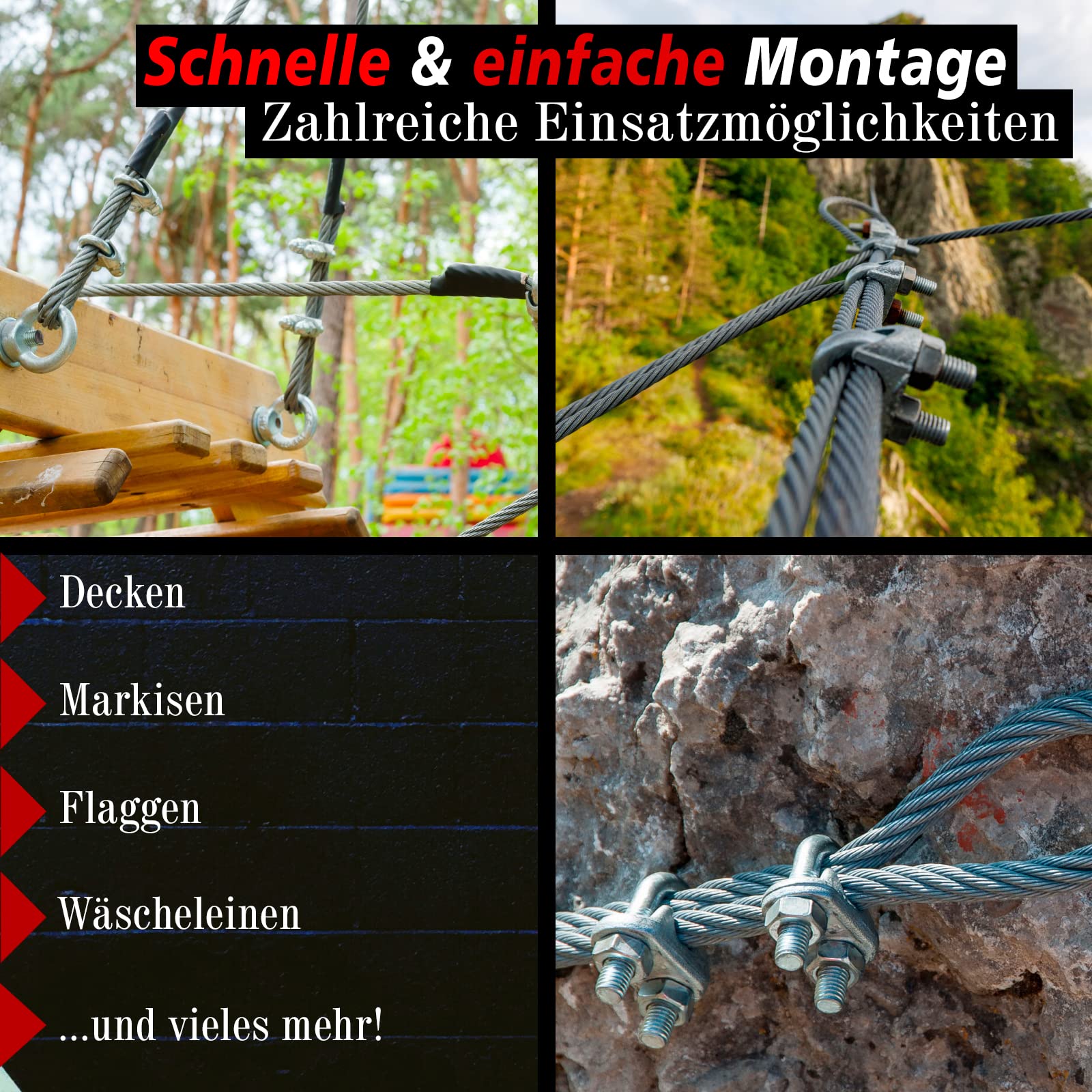 PRIOstahl Drahtseilklemme V4A 4 mm Bügelseilklemme 8 Stück