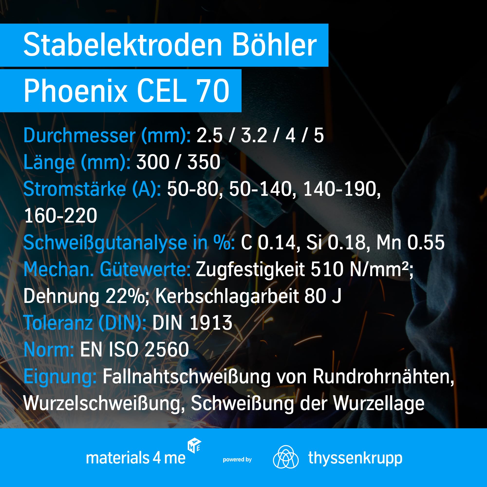 ThyssenKrupp Phoenix Cel 70 Stabelektrode Cellulose Wurzellage