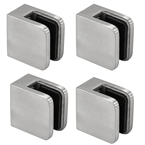 PRIOstahl Glashalter 30x30x18mm Glasklemme 4 mm 4er Set V2A Flach