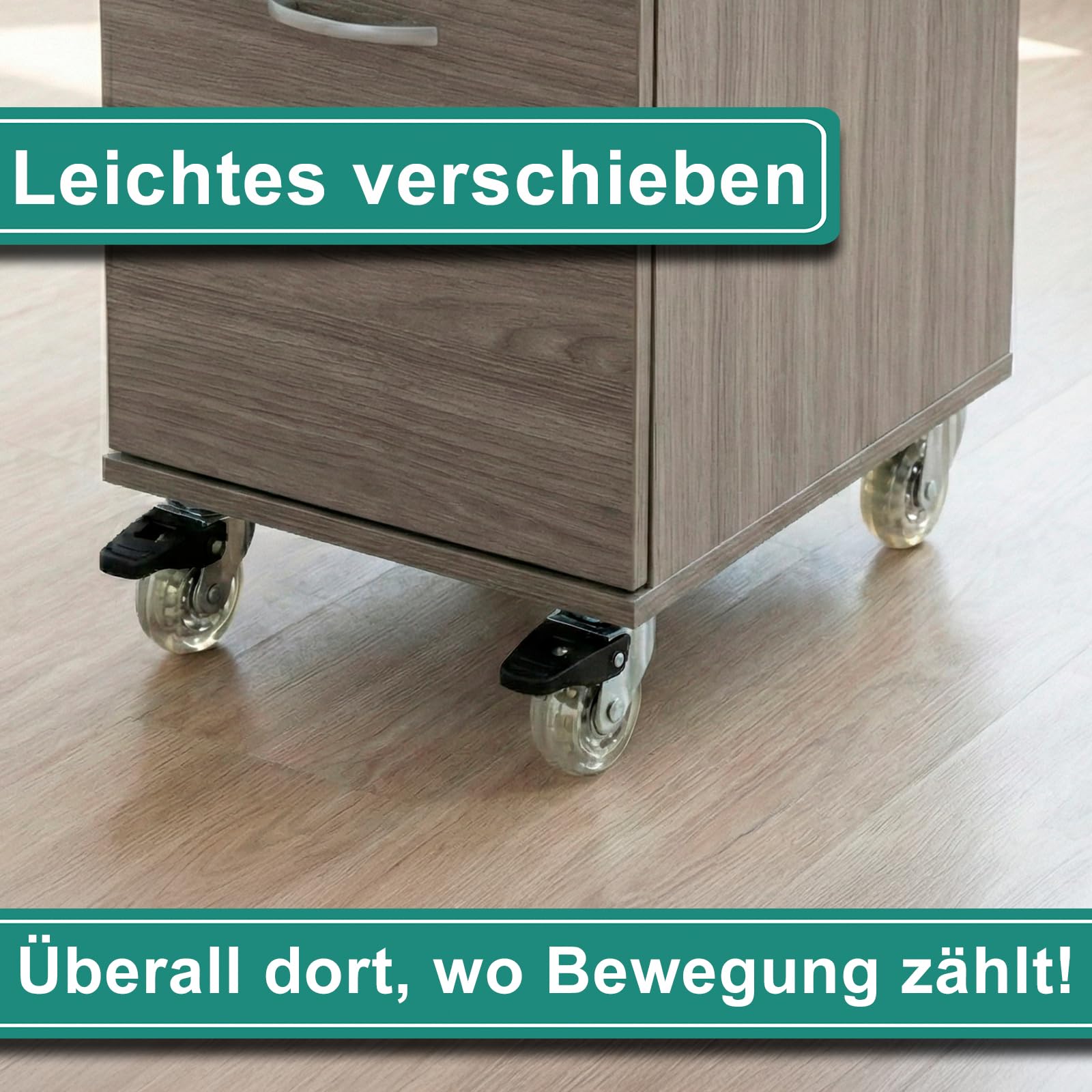 PRIOstahl Transportrollen Transparent 50mm 4er Set Bremse