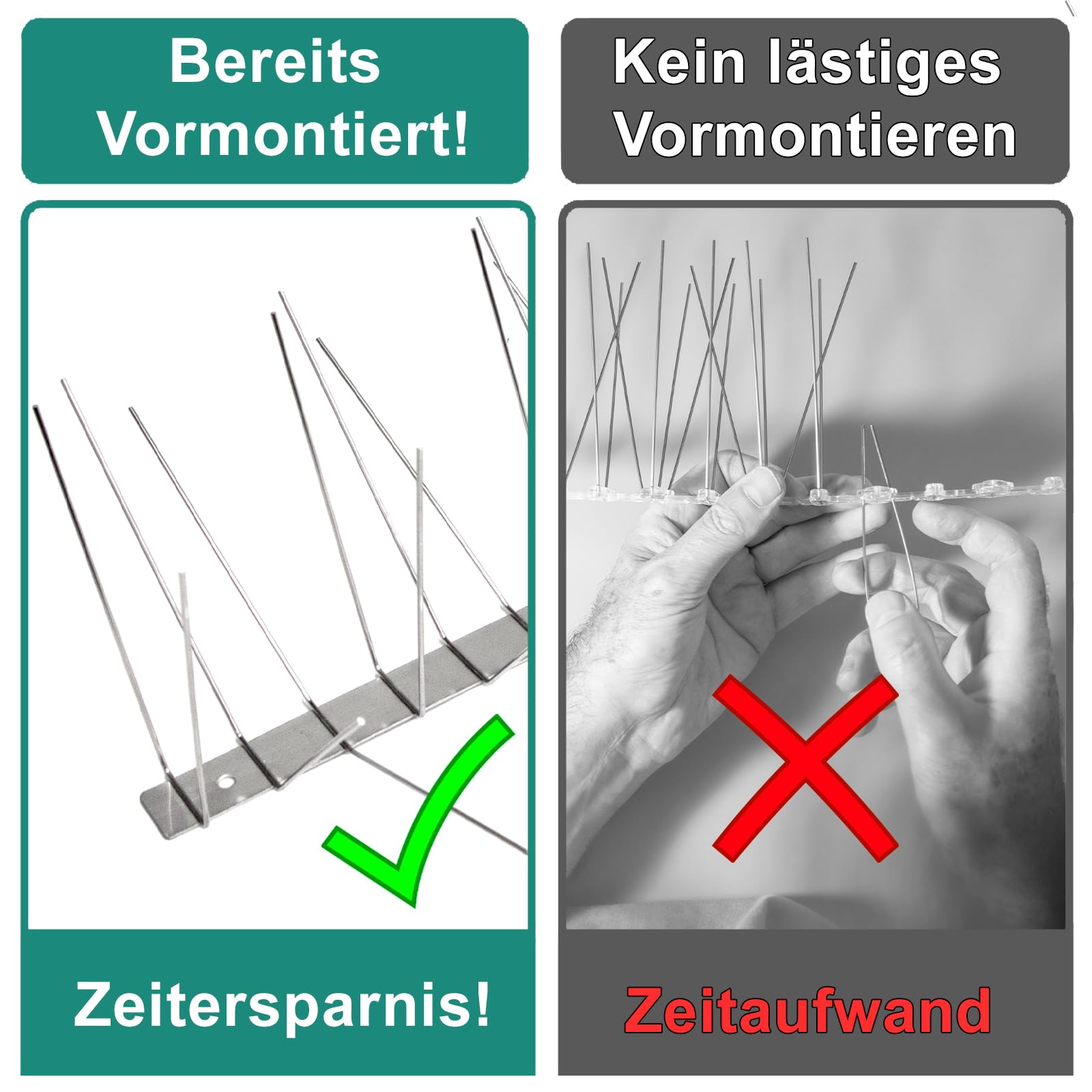 PRIOstahl Premium Taubenabwehr Edelstahl 6-reihig 5m