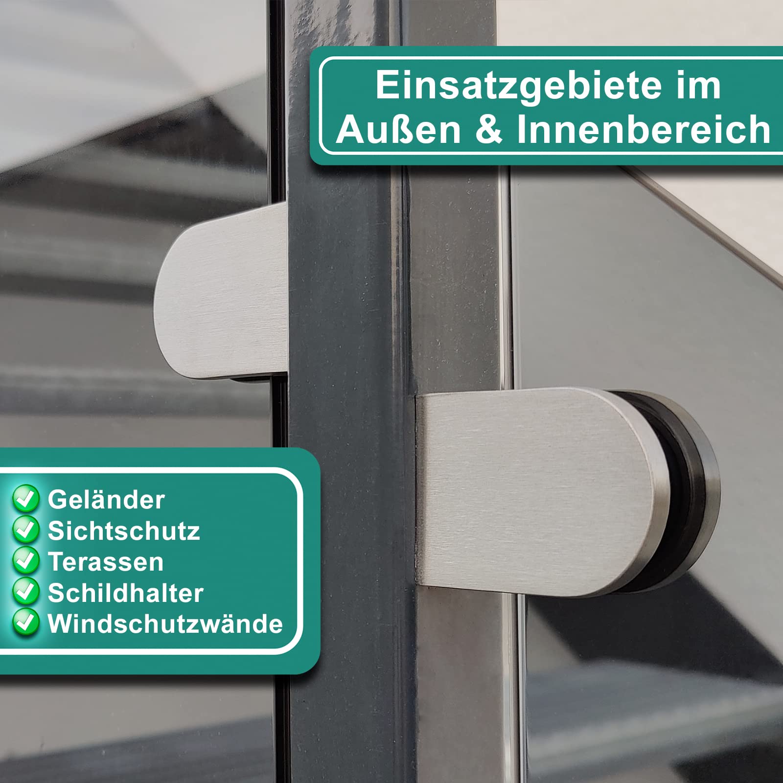 PRIOstahl Glashalter Flach Glas 3 mm Edelstahl V2A 4 Stück