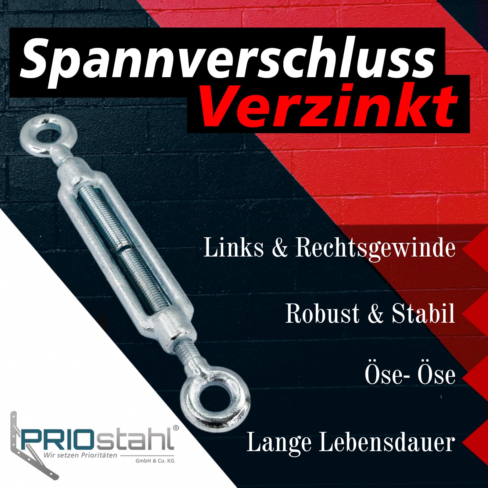 PRIOstahl Geländerbau Spannschloss M16 Öse-Öse Seilspanner verzinkt 1 St