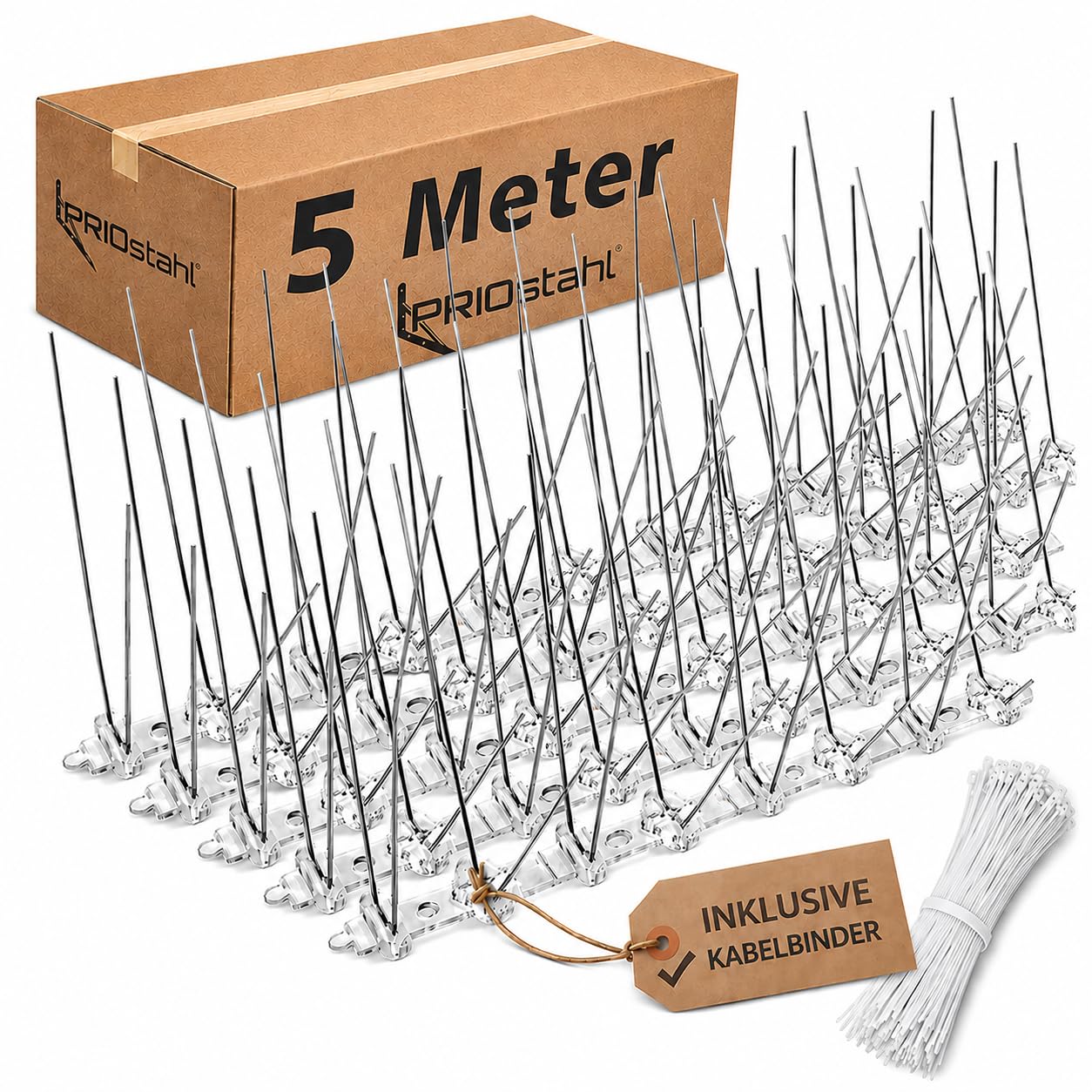 PRIOstahl Taubenspikes 5m 2-reihig Edelstahl V2A vormontiert