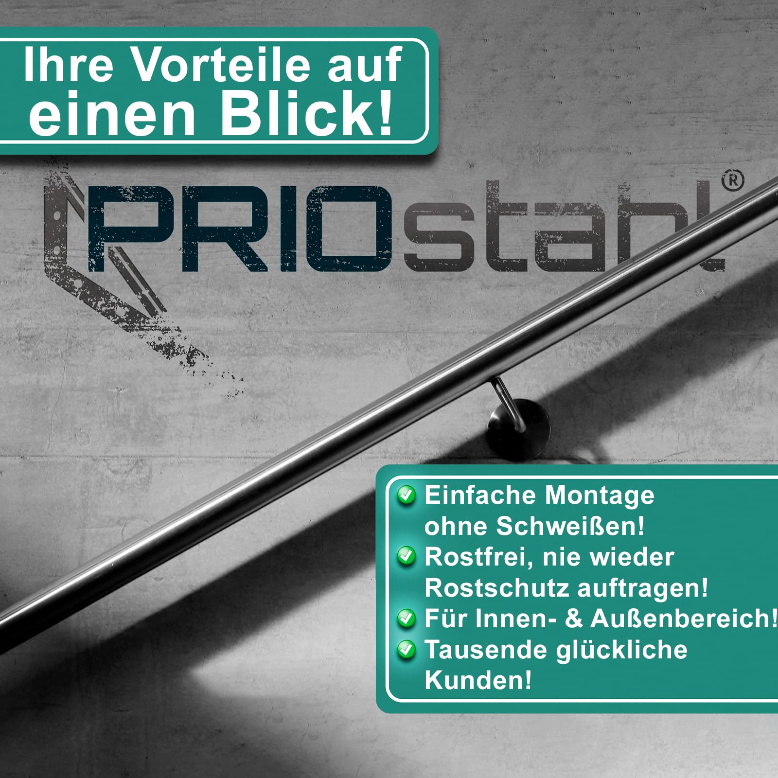 PRIOstahl Geländerbau Handlaufhalter 4er Set Edelstahl V2A
