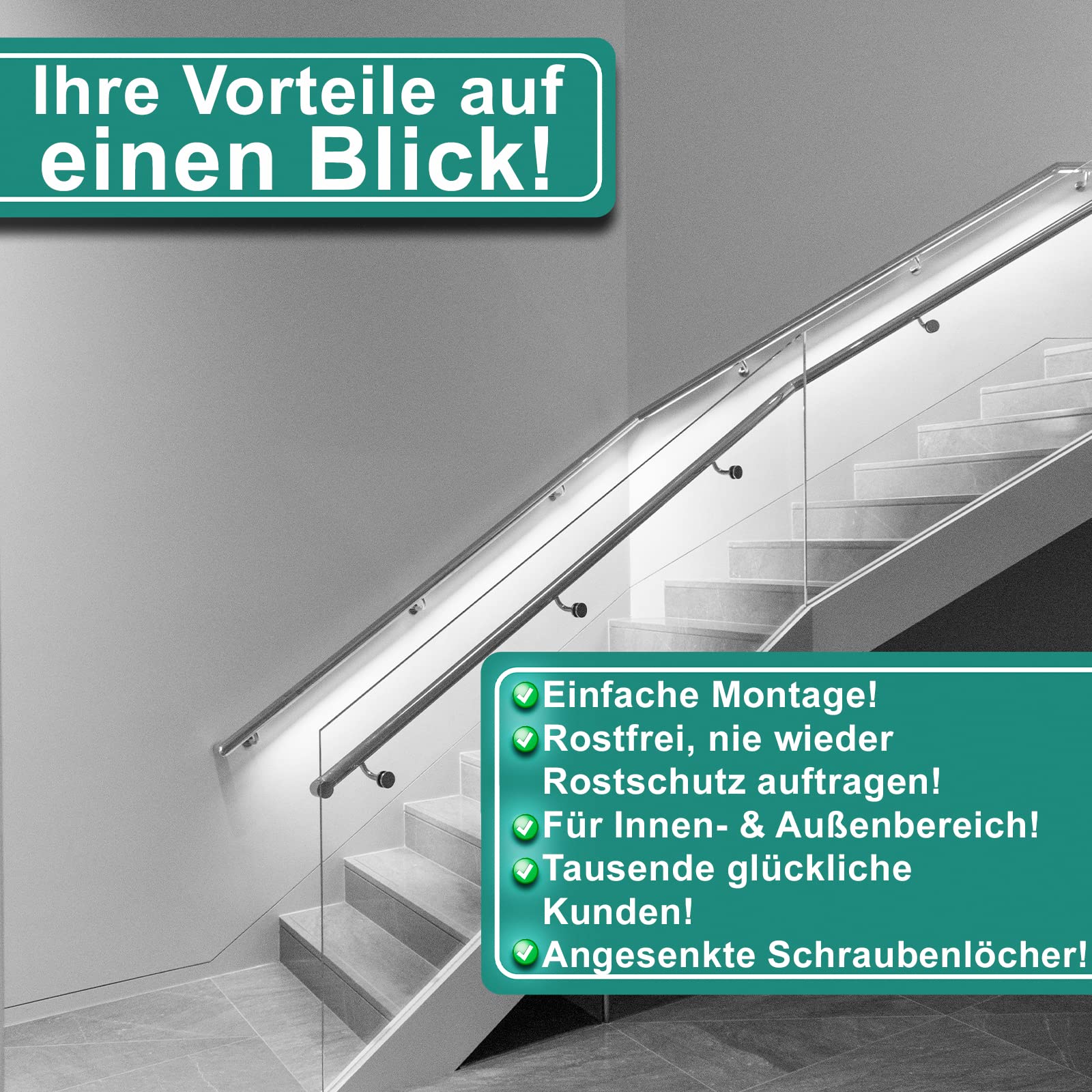 PRIOstahl Handlaufhalter Wandhalter Edelstahl 4 Stück V2A