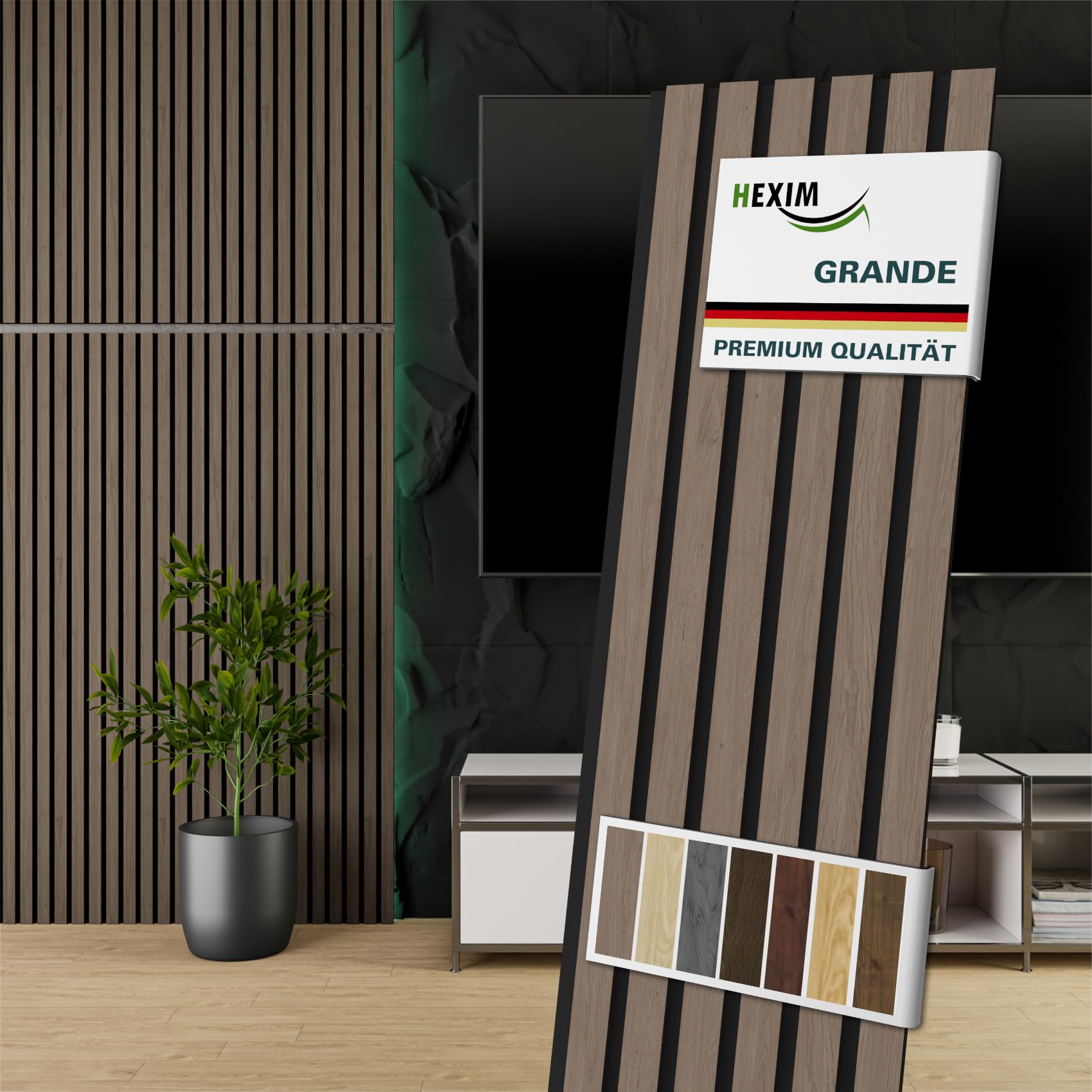 Hexim Akustikpaneele Grande 2er Set 140x30 cm Black Ash