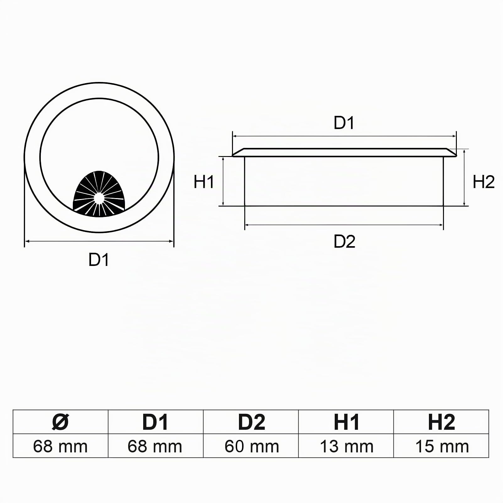PRIOstahl Kabeldurchlass Metall Ø68 mm Kabeldurchführung Edelstahl