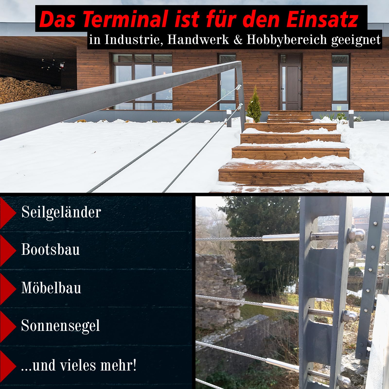 PRIOstahl Walzterminal Seilterminal 4 mm V4A 4 Stück