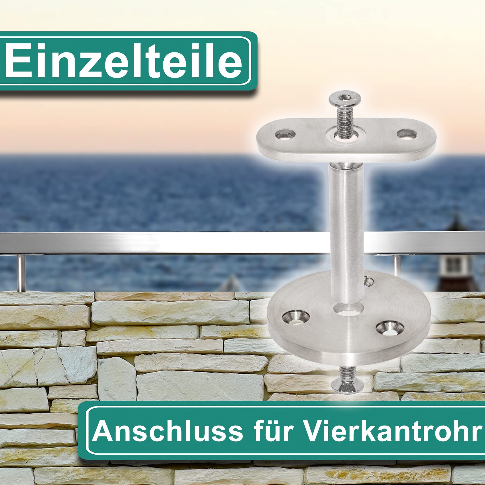 PRIOstahl Handlaufhalter flach V2A Wand 4 Stück
