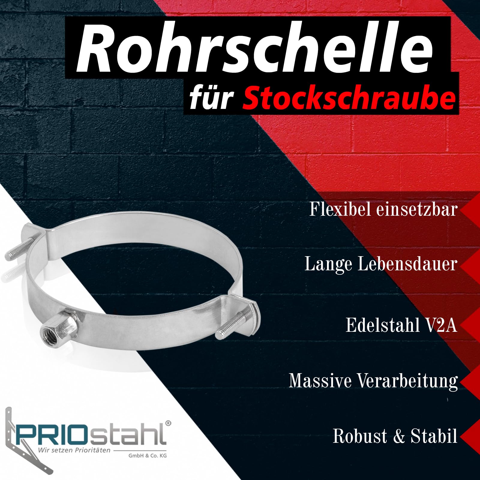 PRIOstahl Rohrschelle Edelstahl V2A 3/4" 25-31mm 4 Stück
