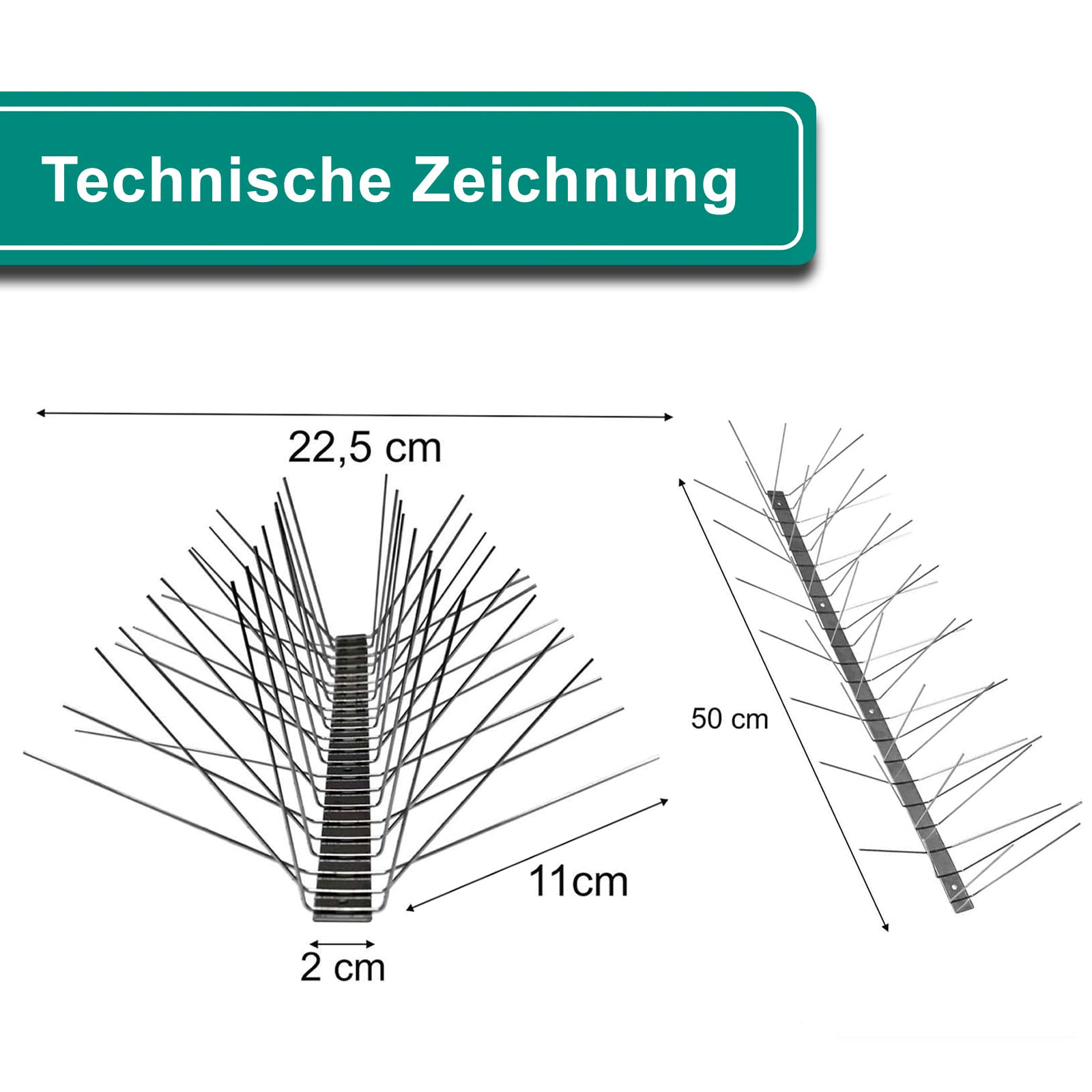 PRIOstahl Premium Taubenabwehr Edelstahl 6-reihig 5m