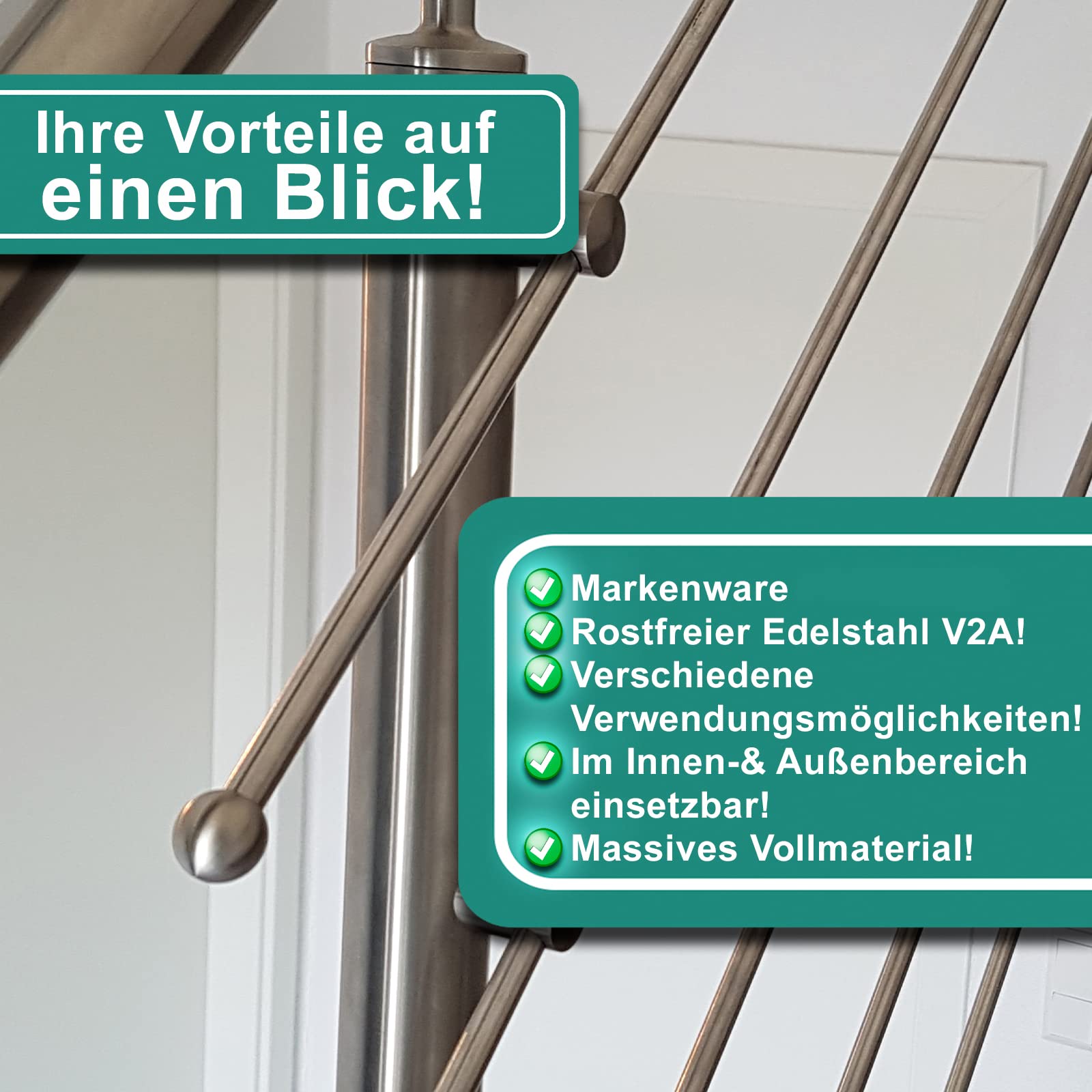PRIOstahl Geländerbau Edelstahlkugel 20 mm Sackloch 10 mm 1 Stück