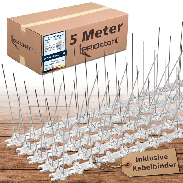 PRIOstahl Taubenspikes 5m 2-reihig Edelstahl V2A vormontiert