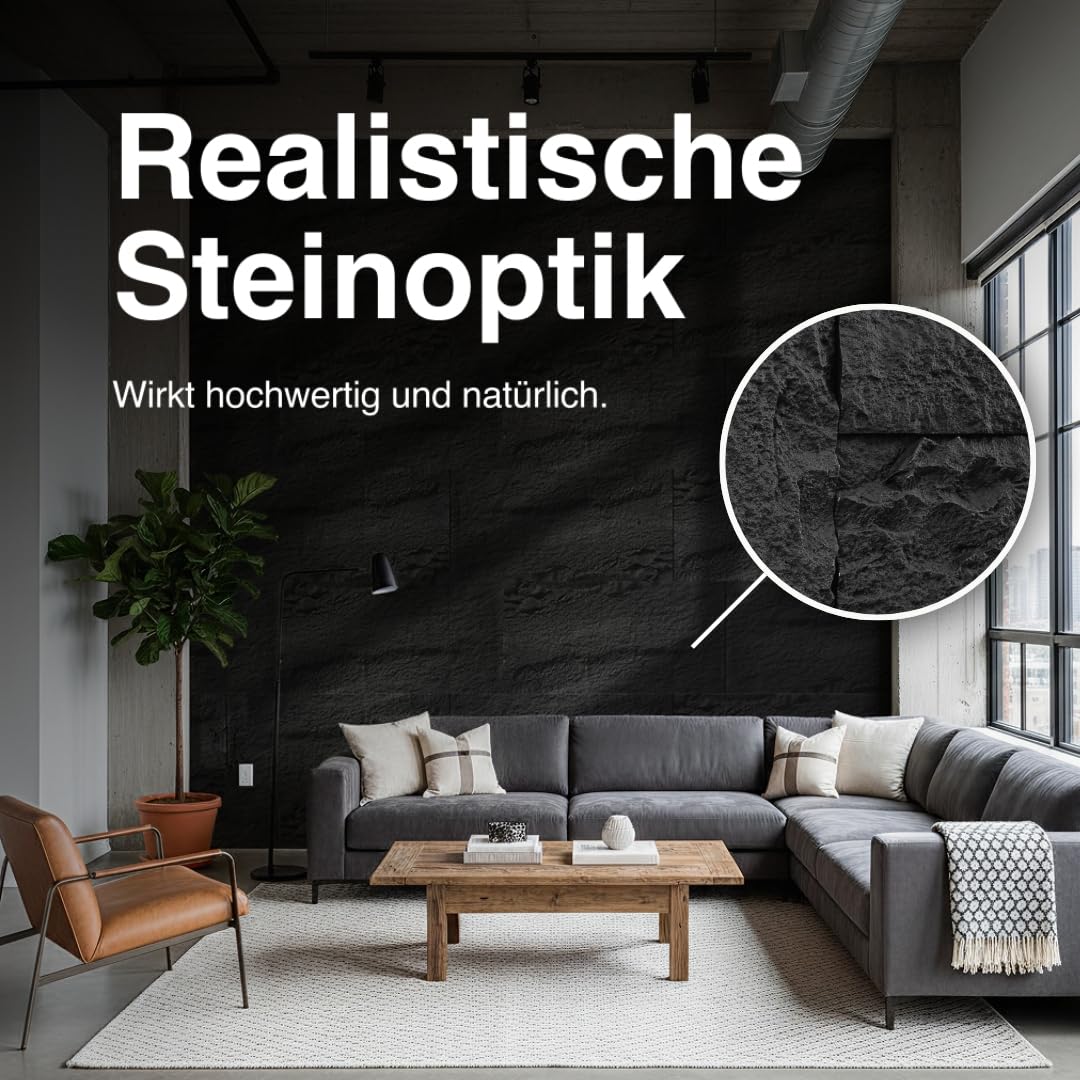 HEXIM Wandpaneele Steinoptik Weiß 3D Paneele A002-01 4 Stück