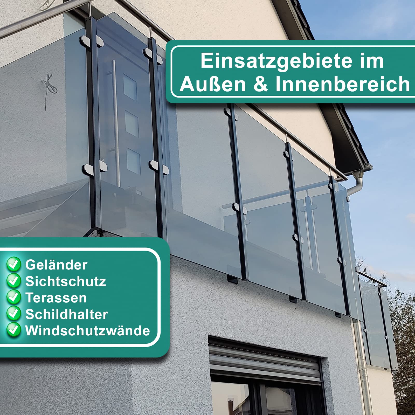 PRIOstahl Glashalter Glasklemmen 6 mm flach 4 Stück