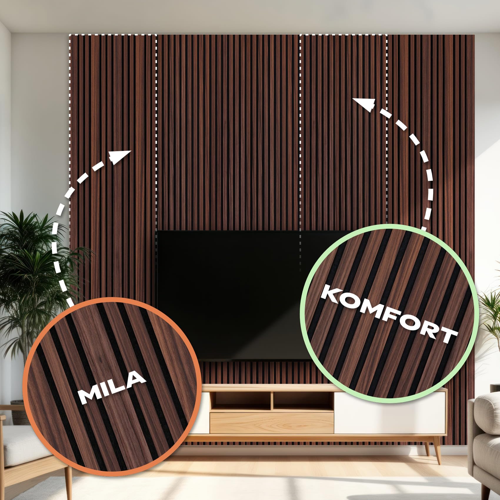 Hexim Mila Akustikpaneele Holz Catania Oak 278x60 cm 3,34 m² 2 Stück