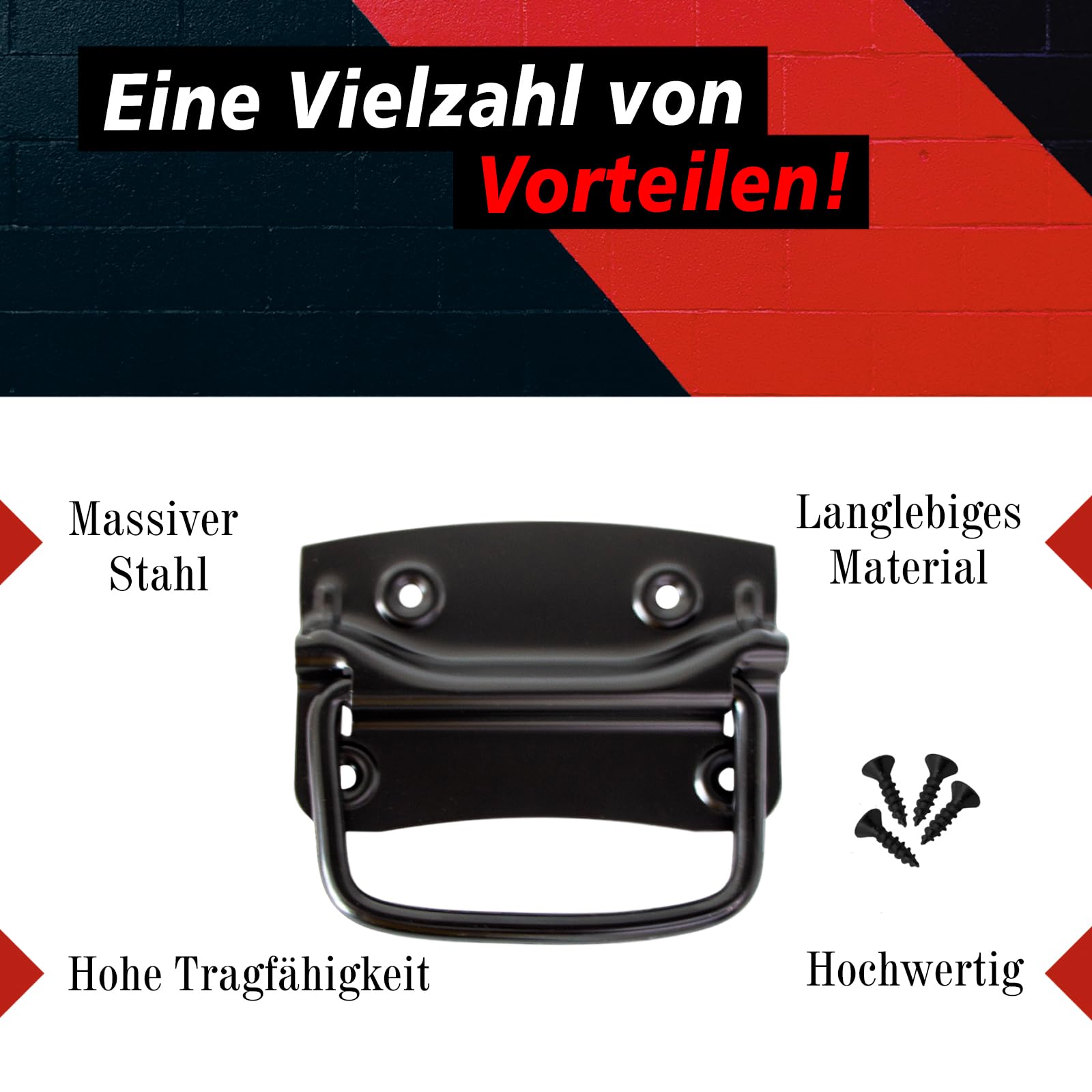 PRIOstahl Befestigungsmaterial Kistengriff Schwarz 120x80 2 Stück