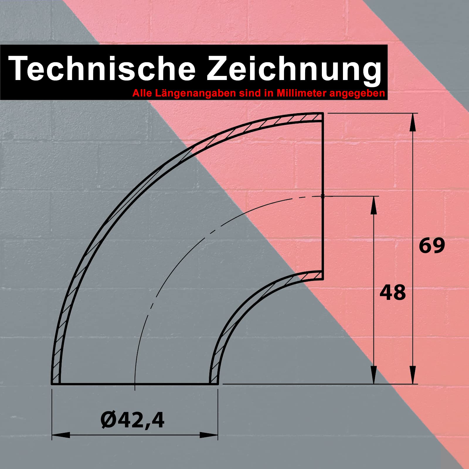 PRIOstahl Schweißbogen Rohrbogen 90° Edelstahl V2A Ø42,4 mm 4 Stück
