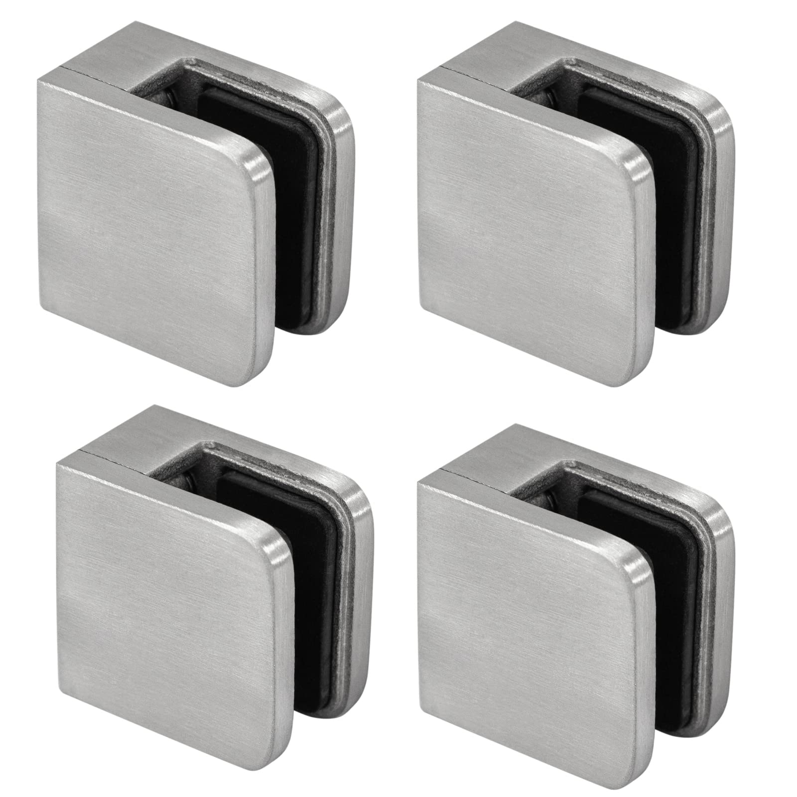 PRIOstahl Glashalter 30x30x18mm Glasklemme 4 mm 4er Set V2A Flach