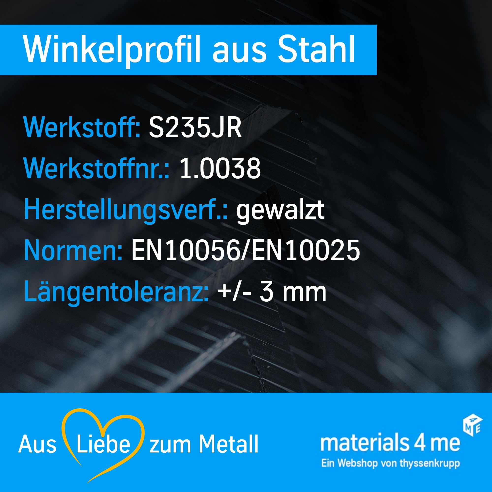 thyssenkrupp Stainless Winkel 20x20x3mm 1000mm V2A