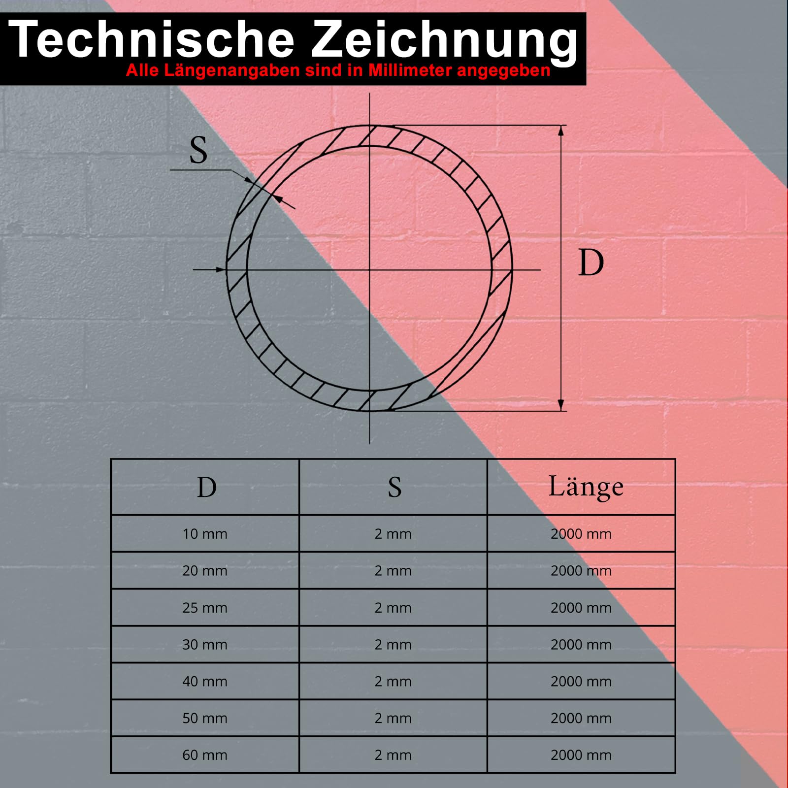 PRIOstahl Aluminiumrohr 20x2mm 2000mm Rundrohr Alu