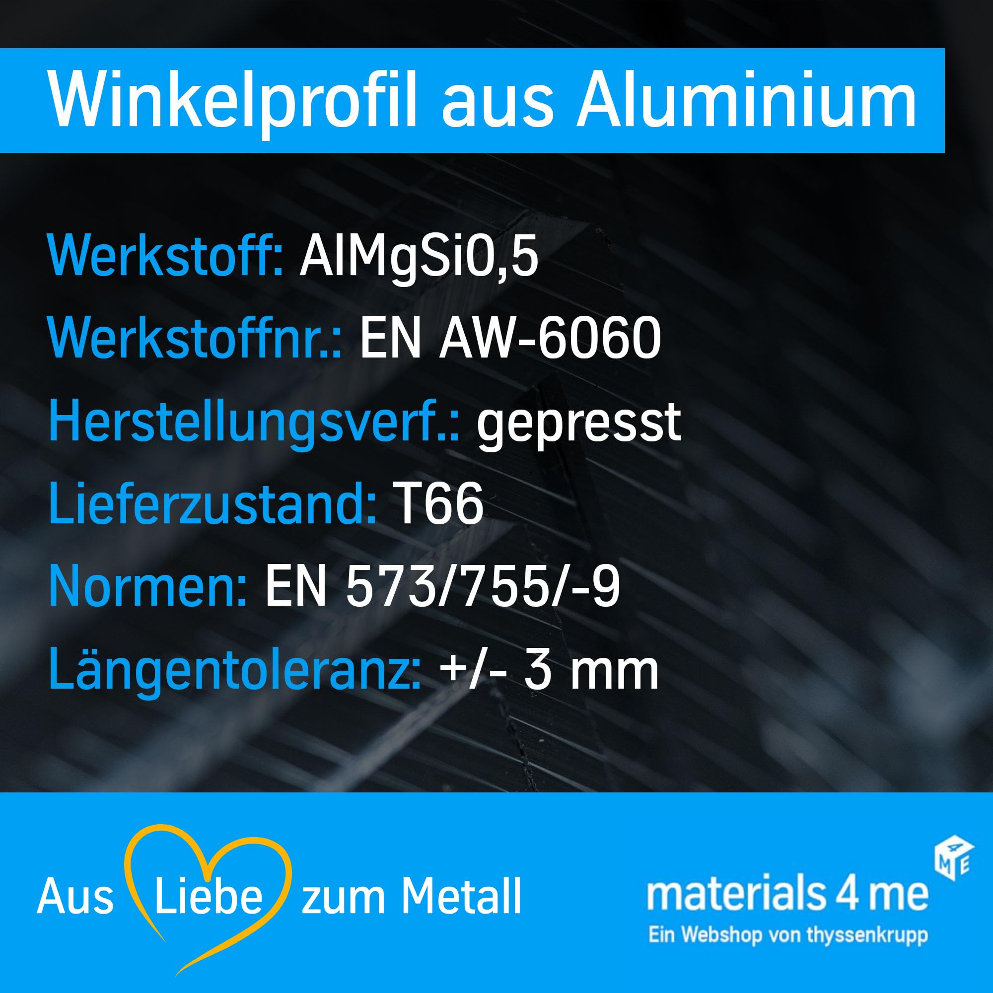 thyssenkrupp Aluwinkel 20x20x2mm Winkelprofil 2000mm Alu