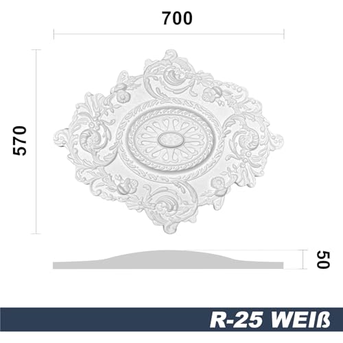 Hexim Stuckrosette R-25 Deckenrosette EPS 70x57cm weiß oval