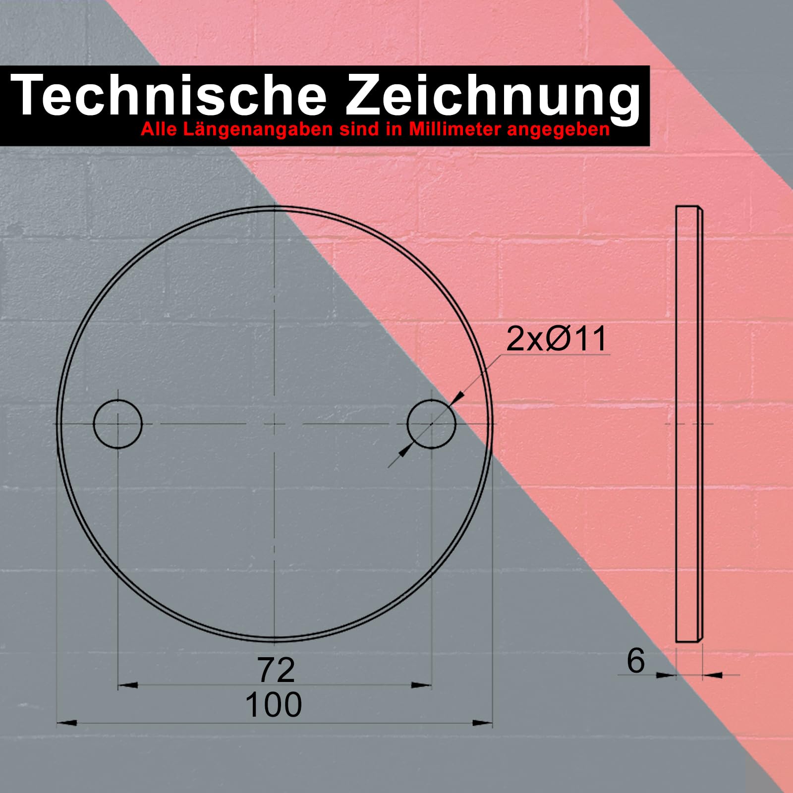 PRIOstahl Ankerplatte 100x6 mm 2-Loch 4 Stück V2A