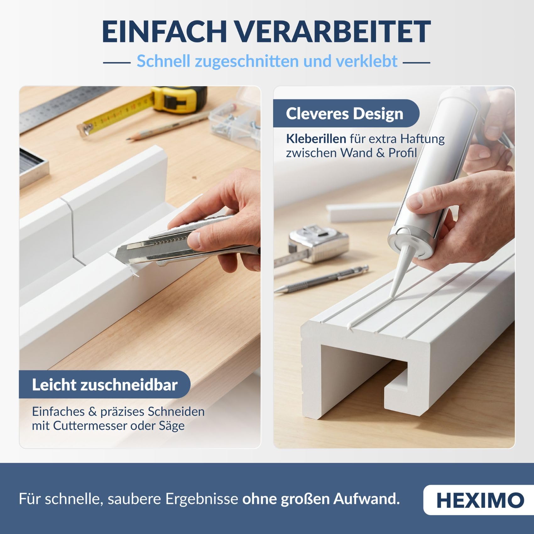 Heximo HLED 10 LED Stuckleiste Weiß 65x75mm 10,2 Meter