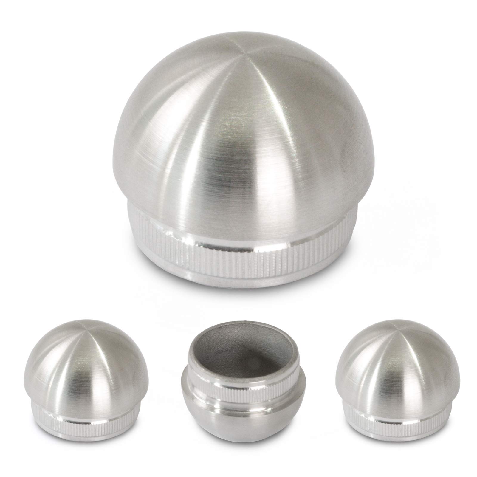 PRIOstahl Endkappe 42,4mm Rohrstopfen V2A Gewölbt Voll