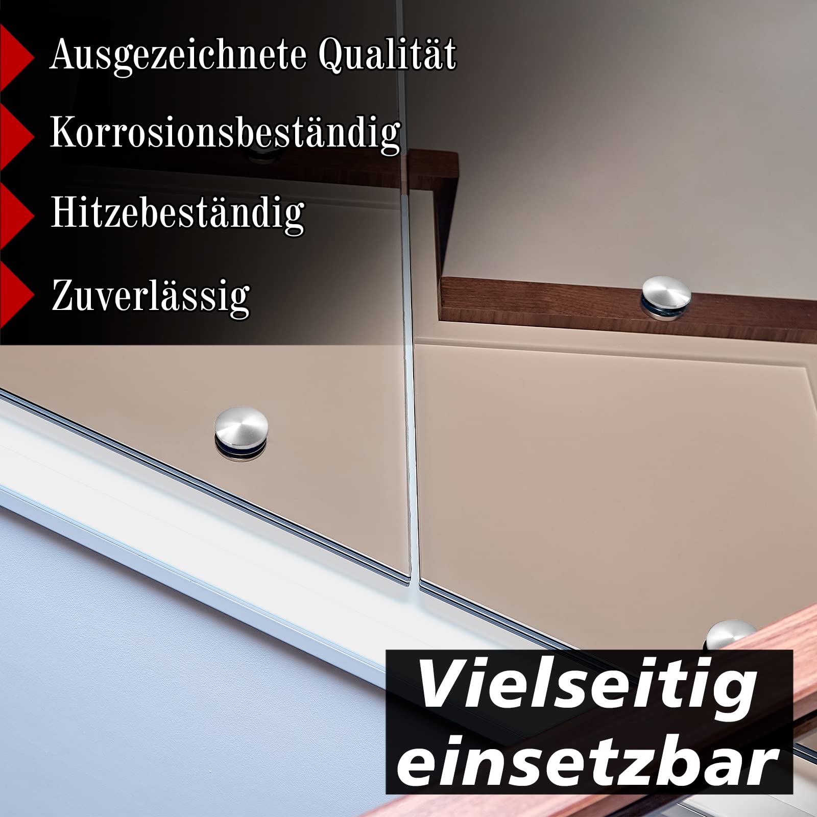 PRIOstahl Glaspunkthalter M10 4er Set V2A 8-17,52mm Glas