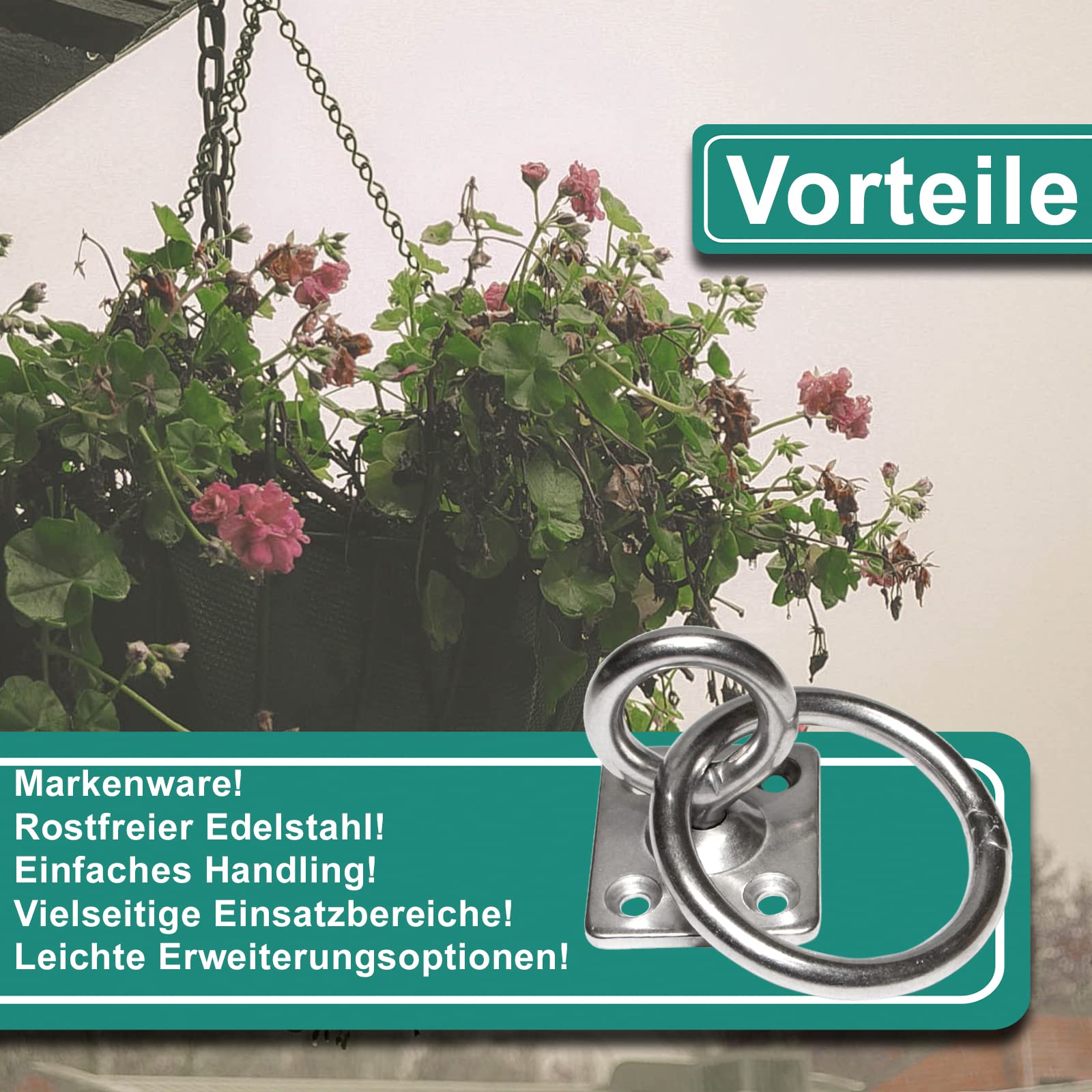 PRIOstahl Augplatte mit Wirbel Ring 8x50mm Edelstahl 1Stk