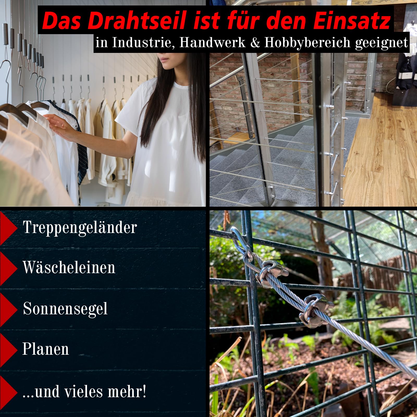 PRIOstahl Drahtseil 6 mm 50 Meter Edelstahlseil V4A 7x7