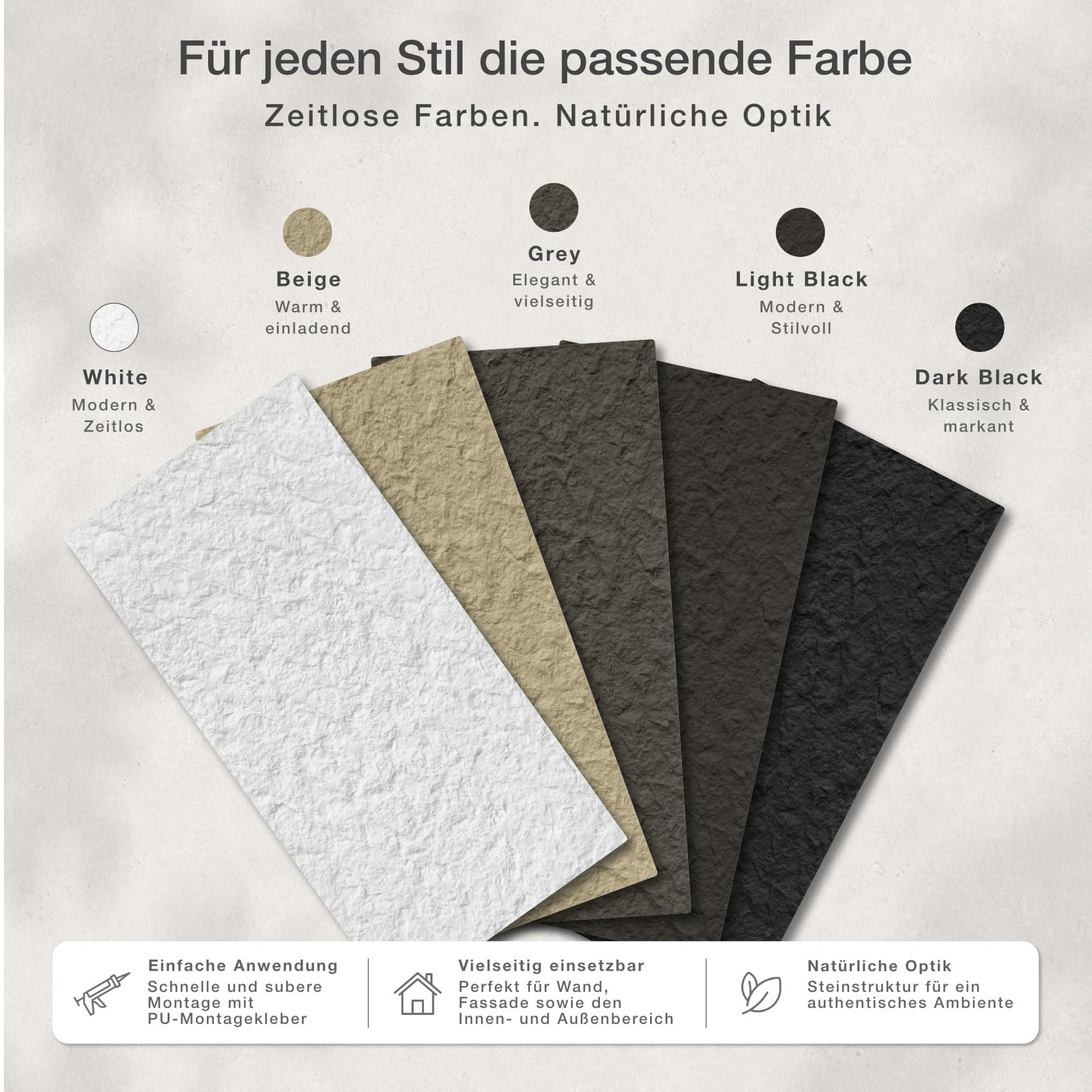 Hexim Wandpaneele Steinoptik beige 120x60 cm PU