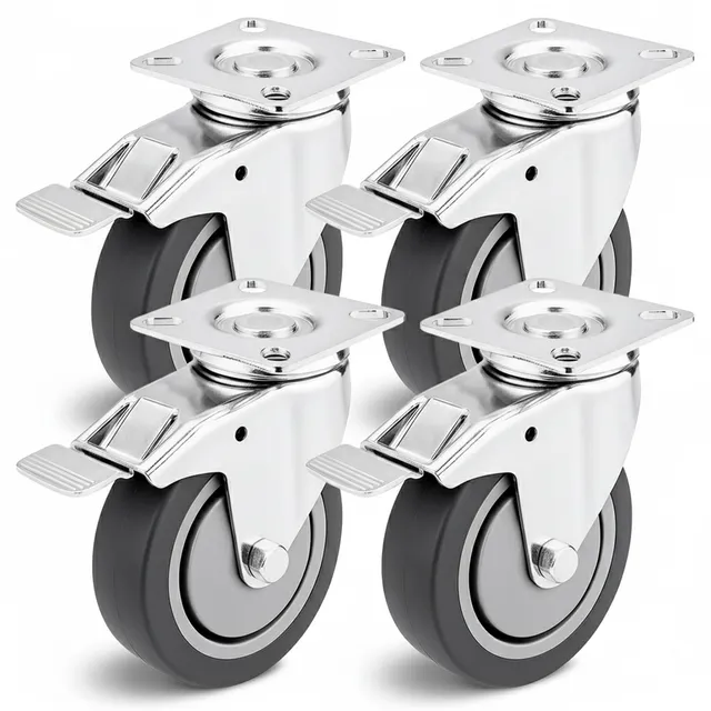 PRIOstahl Transportrollen 100mm Möbelrollen 4er Set Bremse
